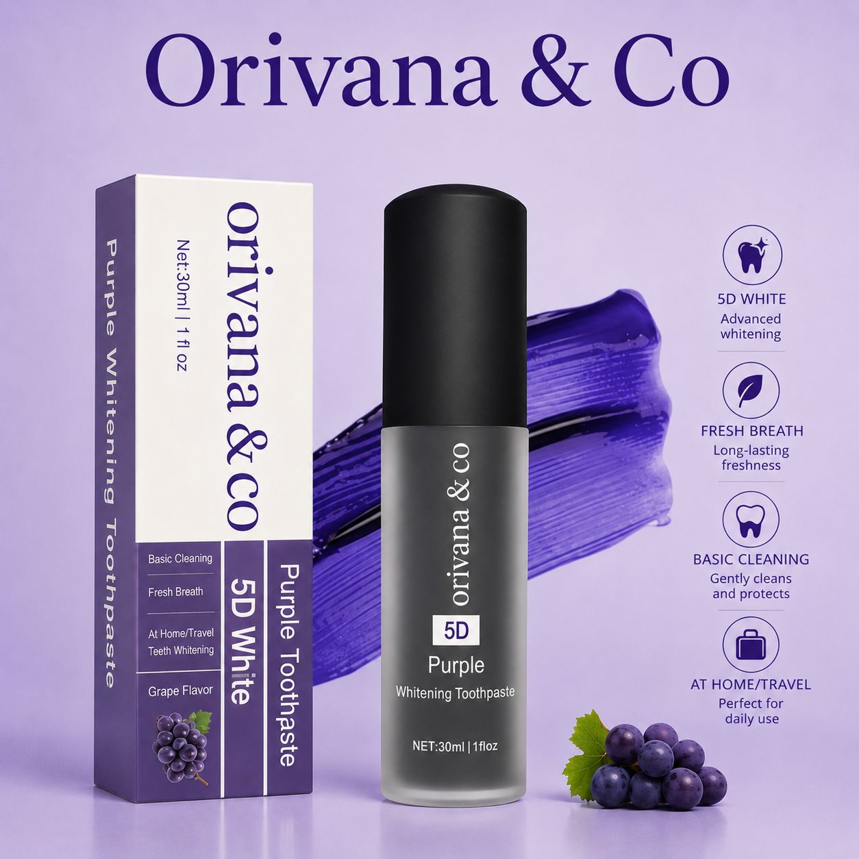 Orivana Violet Whitening Toothpaste -Grape Flavour